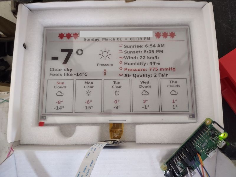 E-Paper Weather Display (Raspberry Pi Zero 2 W)